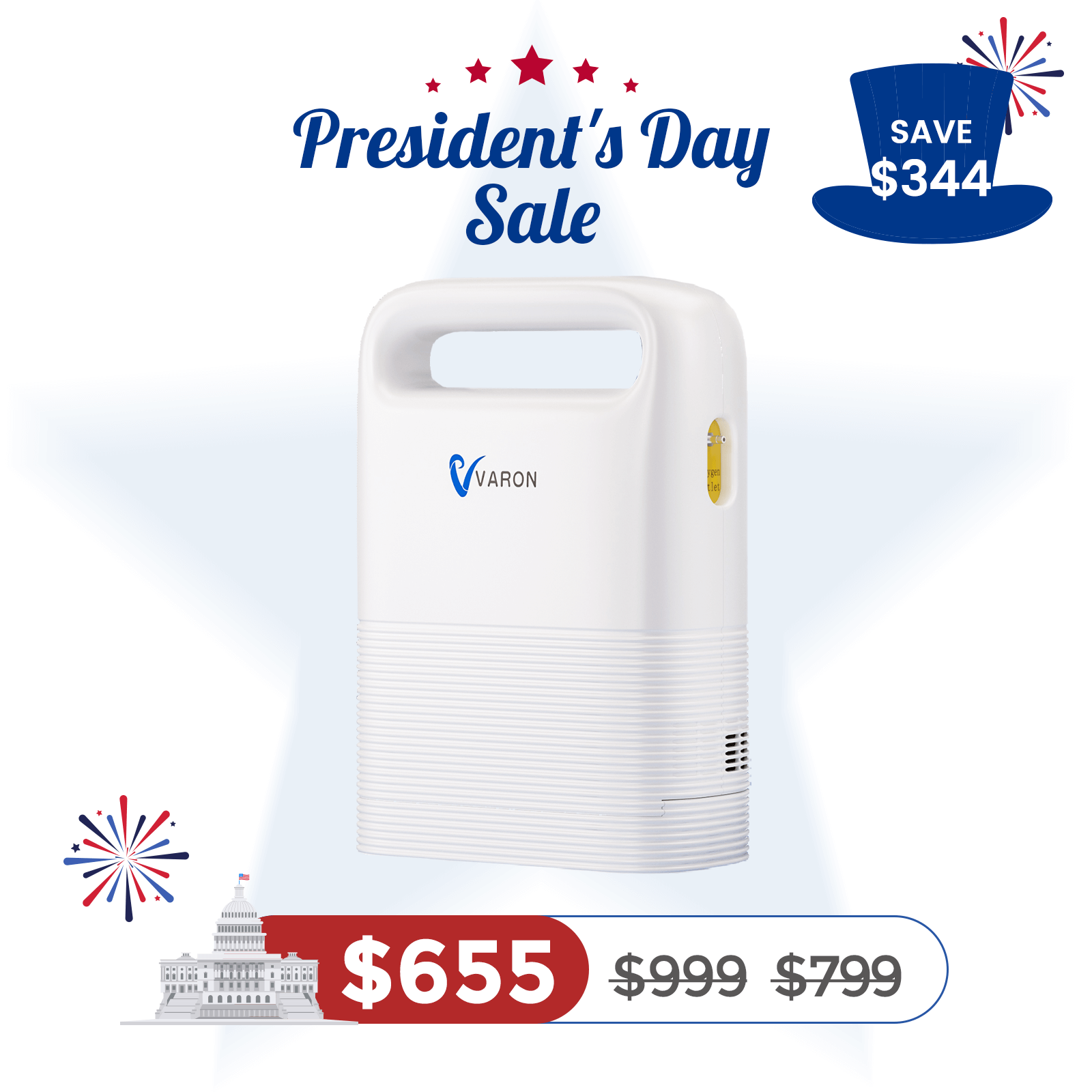 VARON 1-5L/min Pulse Flow Portable Oxygen Concentrator NT-02