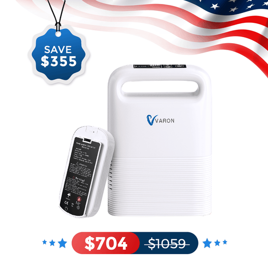 VARON 1-5L/min Pulse Flow Portable Oxygen Concentrator NT-02✨8 Cell/16 Cell Battery