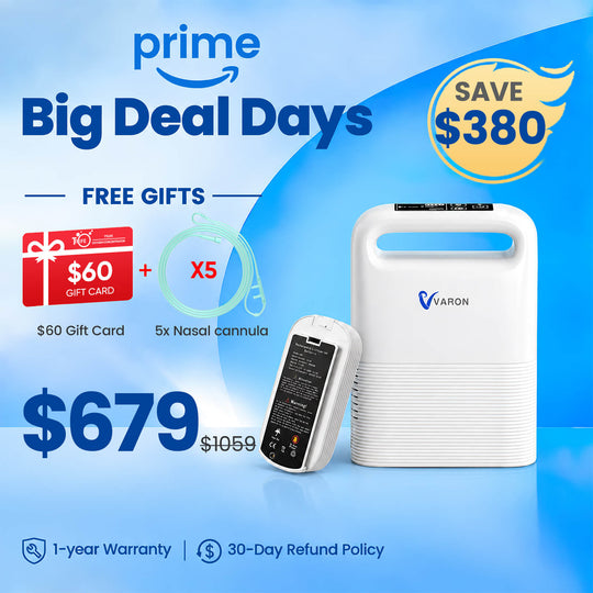 VARON 1-5L/min Pulse Flow Portable Oxygen Concentrator NT-02✨8 Cell/16 Cell Battery