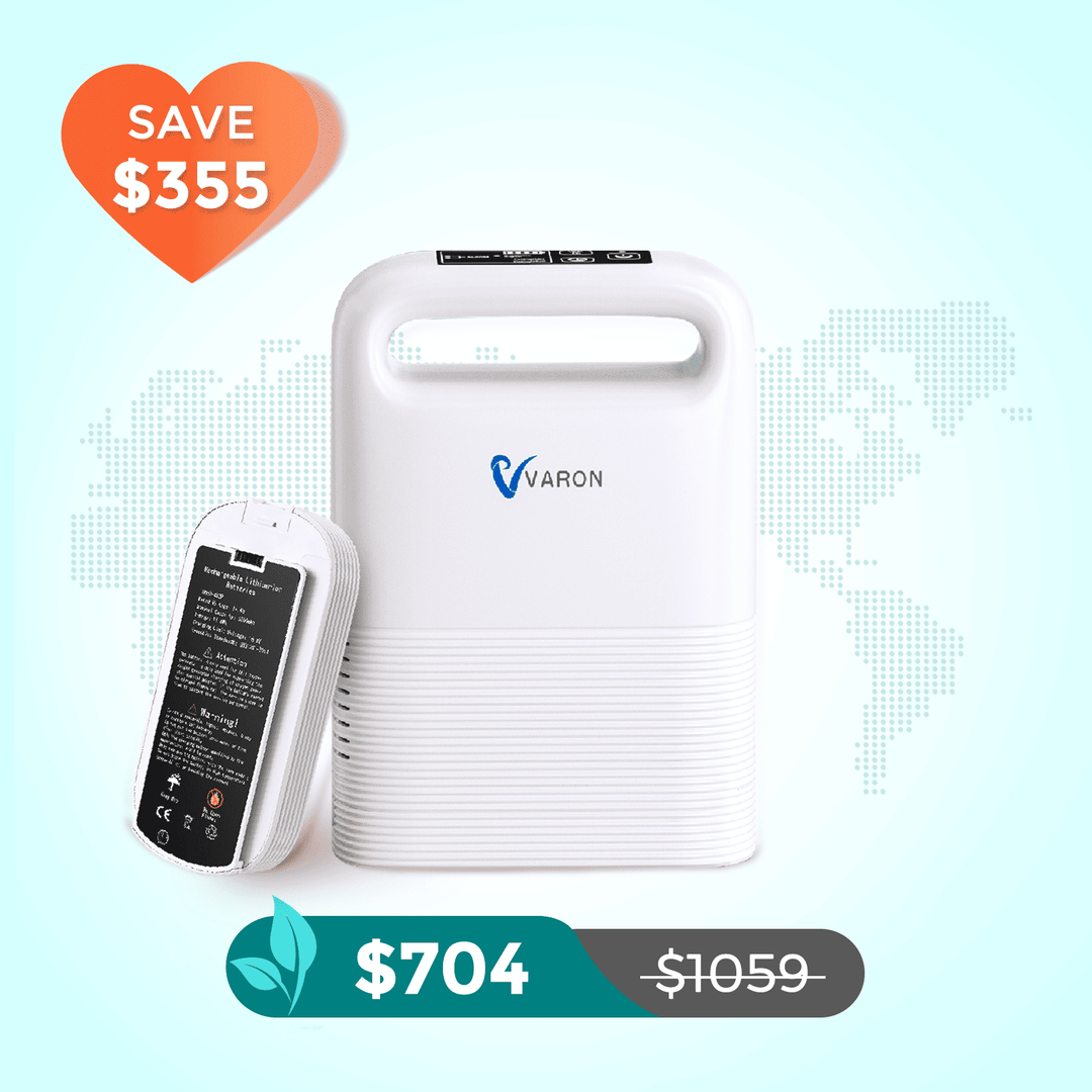 VARON 1-5L/min Pulse Flow Portable Oxygen Concentrator NT-02+ An Extra Extended Battery