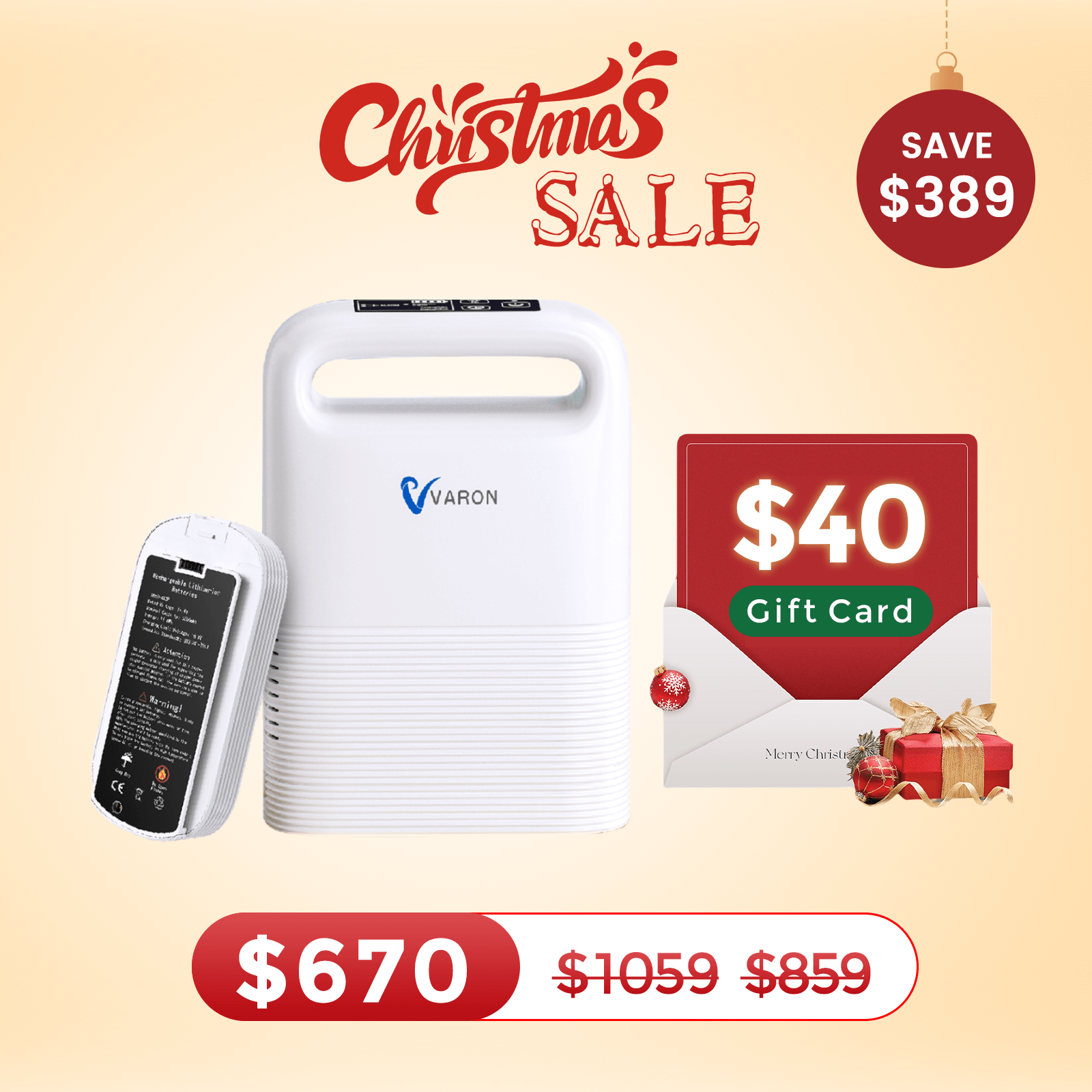 VARON 1-5L/min Pulse Flow Portable Oxygen Concentrator NT-02✨8 Cell/16 Cell Battery