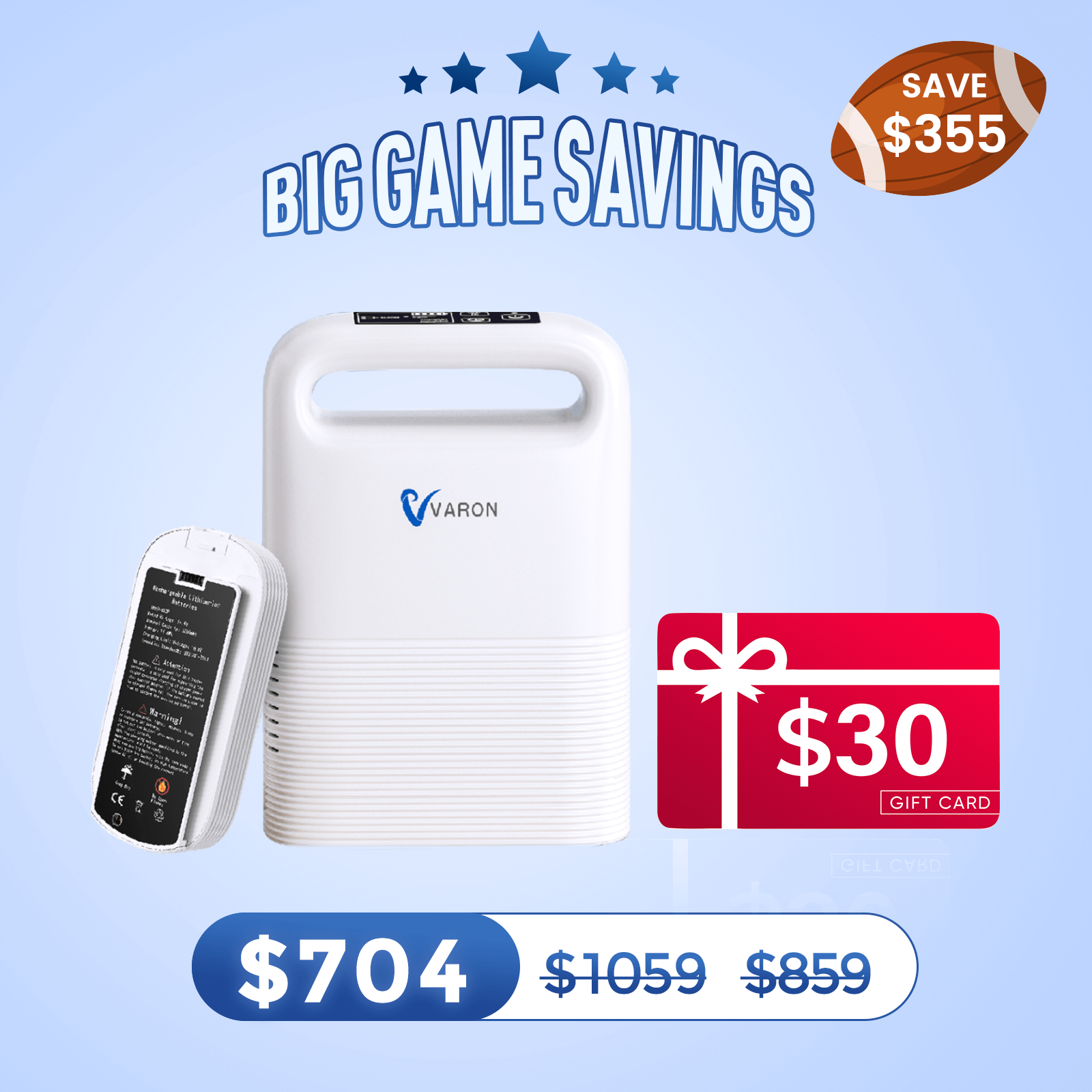 VARON 1-5L/min Pulse Flow Portable Oxygen Concentrator NT-02✨8 Cell/16 Cell Battery