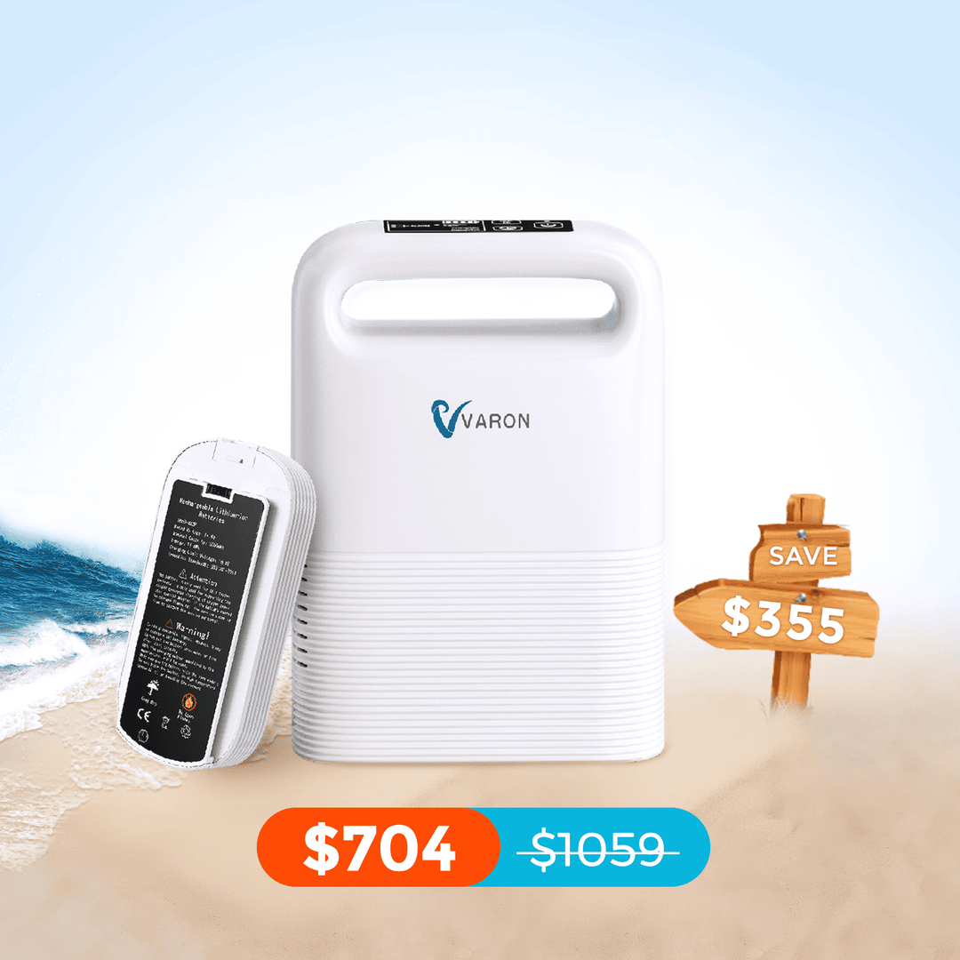 VARON 1-5L/min Pulse Flow Portable Oxygen Concentrator NT-02✨8 Cell/16 Cell Battery