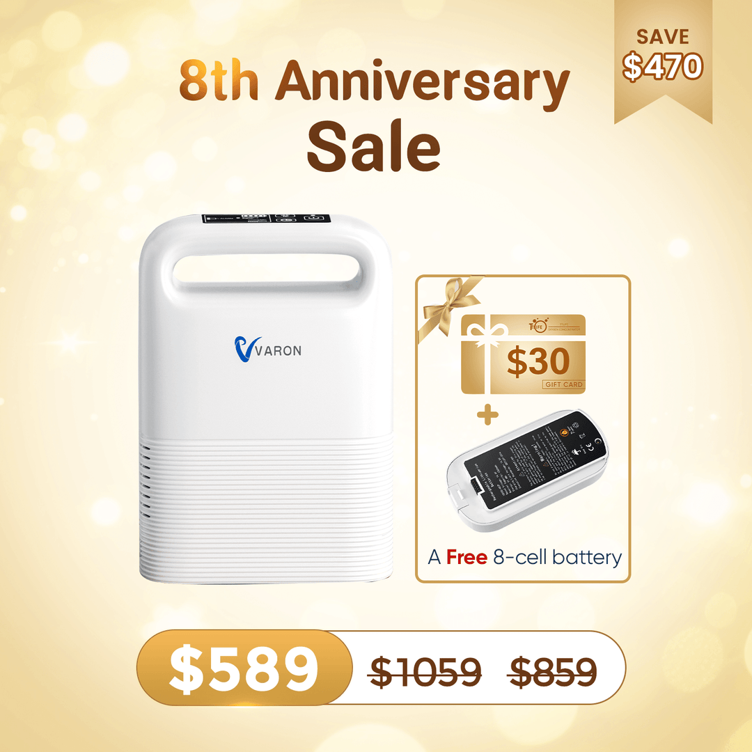 VARON 5L Portable Oxygen Concentrator NT-02 Pulse Flow Compact Lightweight