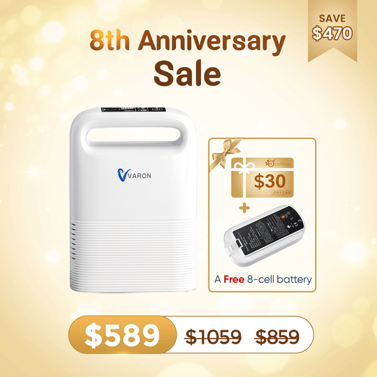 VARON 5L Portable Oxygen Concentrator NT-02 Pulse Flow Compact Lightweight