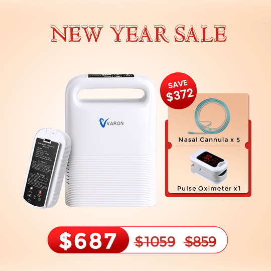 VARON 1-5L/min Pulse Flow Portable Oxygen Concentrator NT-02✨8 Cell/16 Cell Battery