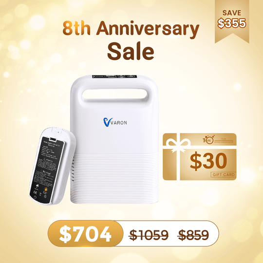 VARON 1-5L/min Pulse Flow Portable Oxygen Concentrator NT-02✨8 Cell/16 Cell Battery