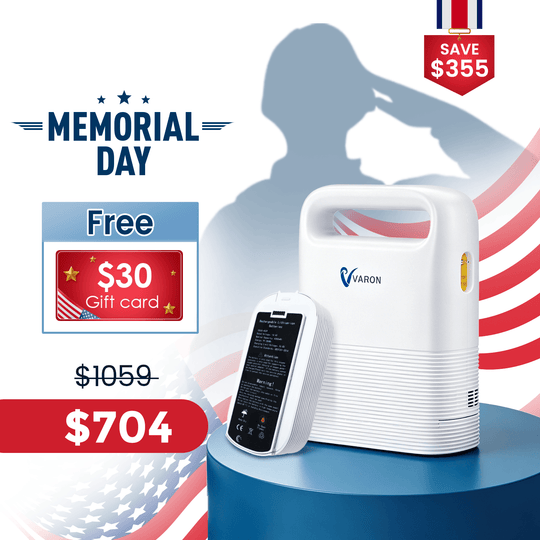 VARON 1-5L/min Pulse Flow Portable Oxygen Concentrator NT-02✨8 Cell/16 Cell Battery
