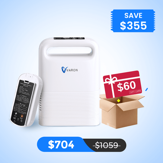 VARON 1-5L/min Pulse Flow Portable Oxygen Concentrator NT-02✨8 Cell/16 Cell Battery