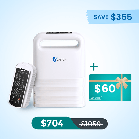 VARON 1-5L/min Pulse Flow Portable Oxygen Concentrator NT-02✨8 Cell/16 Cell Battery