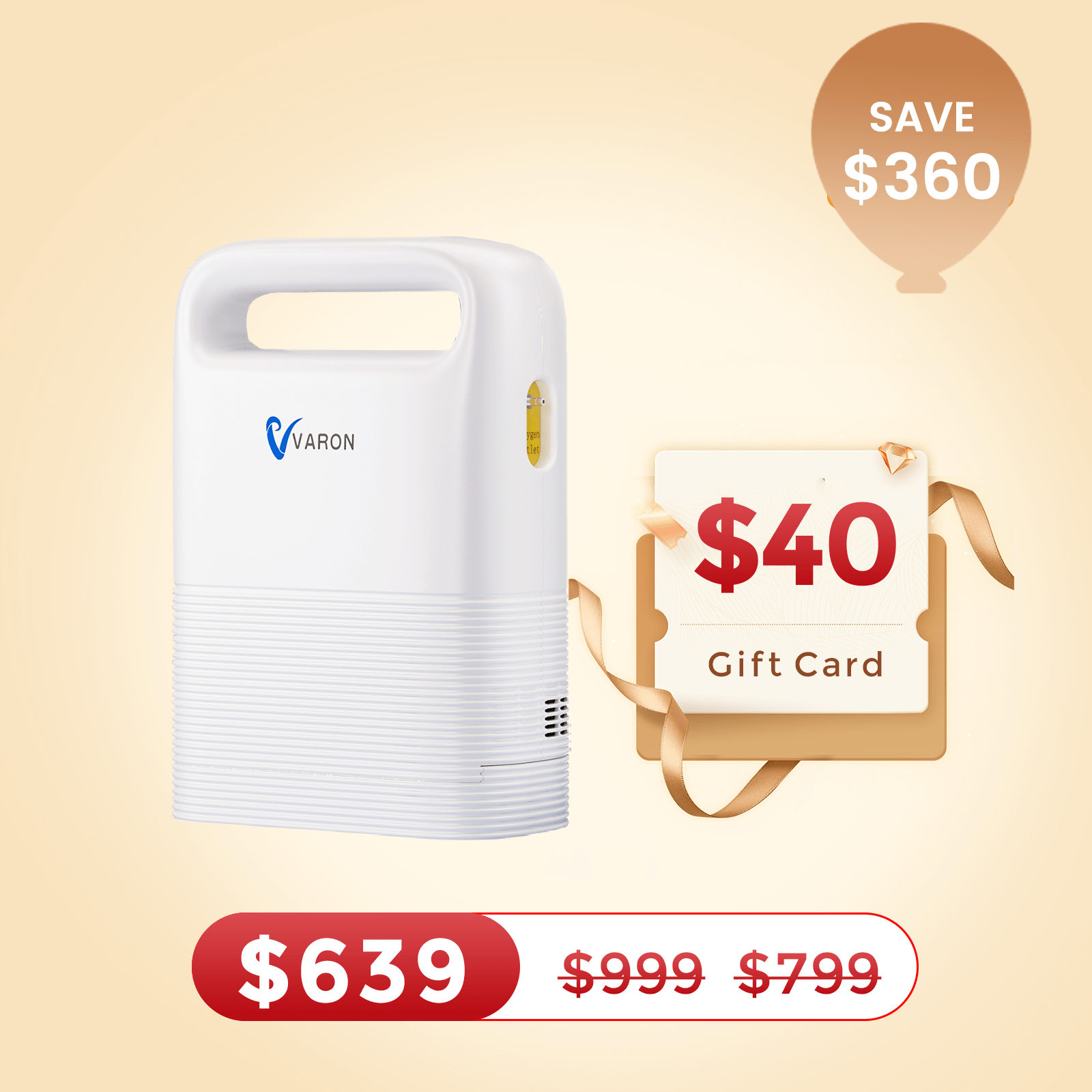 VARON 1-5L/min Pulse Flow Portable Oxygen Concentrator NT-02