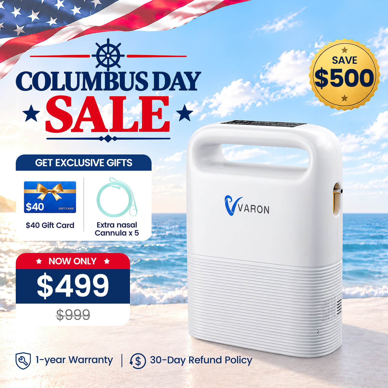 VARON 1-5L/min Pulse Flow Portable Oxygen Concentrator NT-02