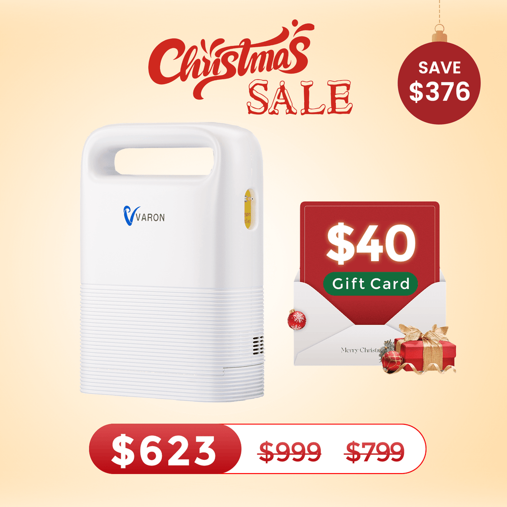 Portable Oxygen Concentrator Varon 1-5L/min Lightweight Small 4.85lb NT-02 Dual Mode Pulse Flow with Every 3 seconds Oxygen Delivery and 8 or 16 Cell Battery