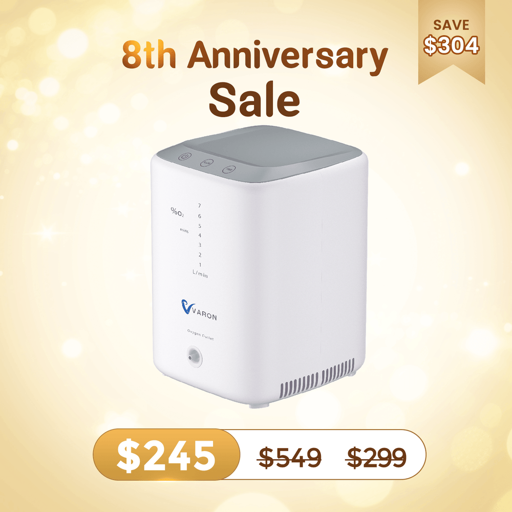 Varon 1-7L Adjustable Continuous Flow Portable Home Oxygen Concentrator Quiet NT-04 for Sleeping and Lightweight to move around the house