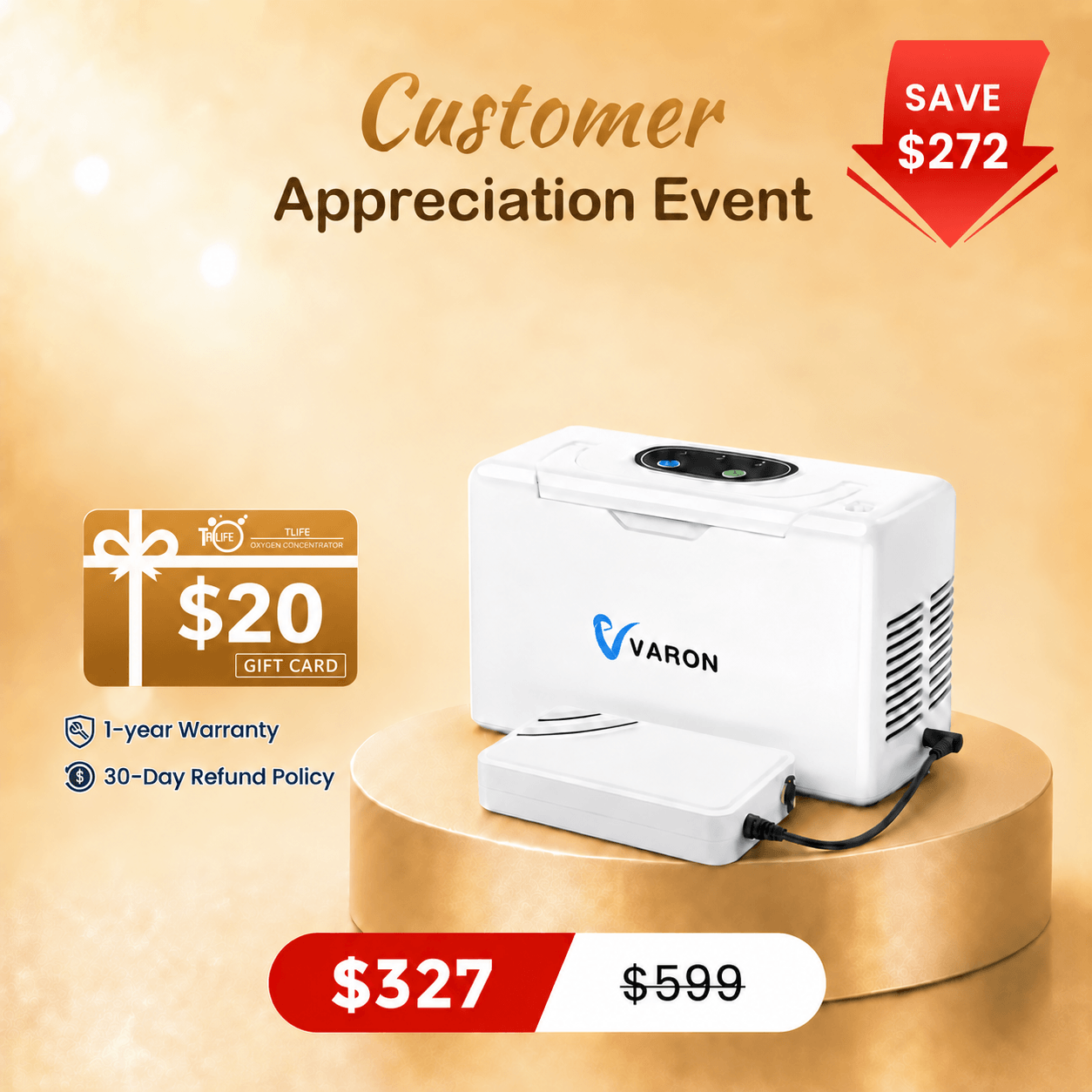 VARON Portable Oxygen Concentrator 3L/min NT-05