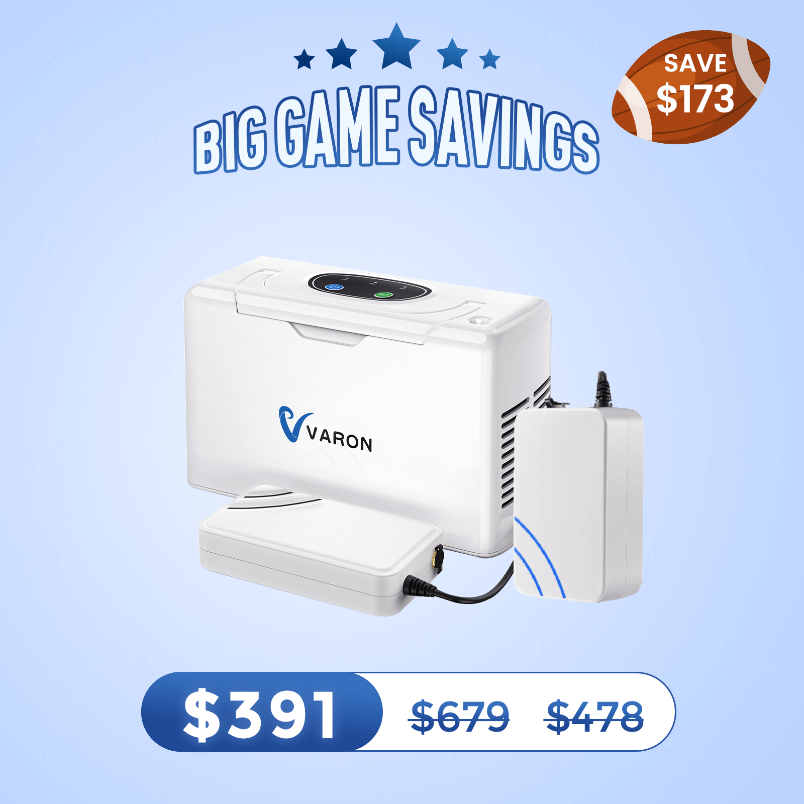 VARON Portable Oxygen Concentrator NT-05+One 8 Cell Battery