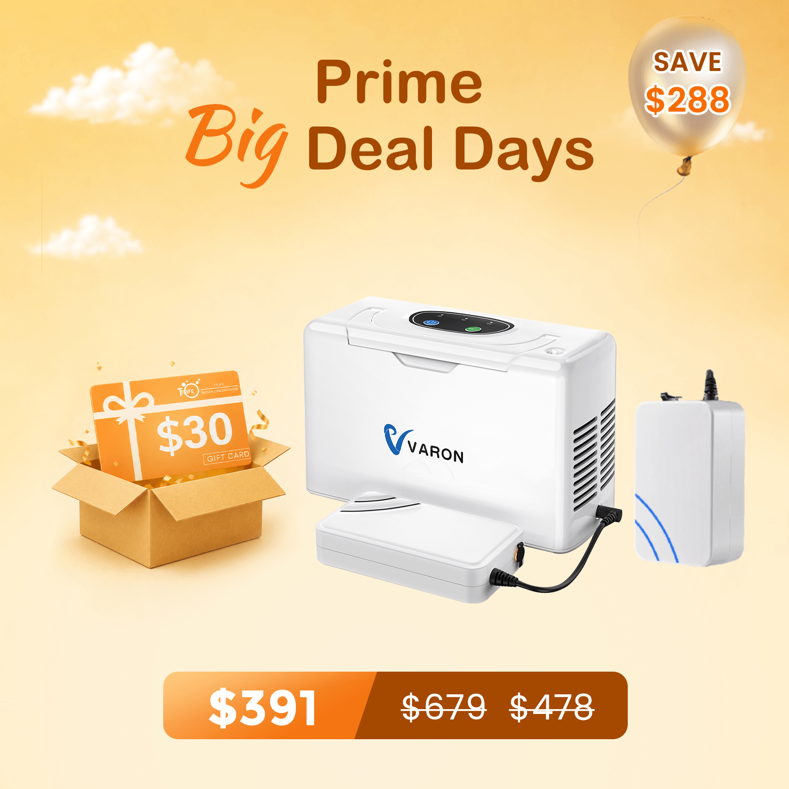 VARON Portable Oxygen Concentrator NT-05+One 8 Cell Battery