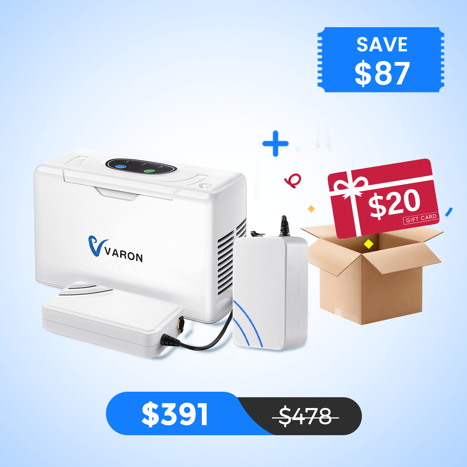 VARON Portable Oxygen Concentrator NT-05+One 8 Cell Battery
