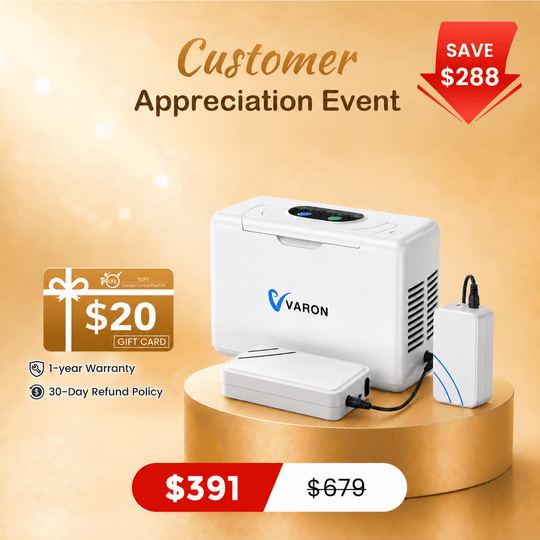 VARON Portable Oxygen Concentrator NT-05+One 8 Cell Battery