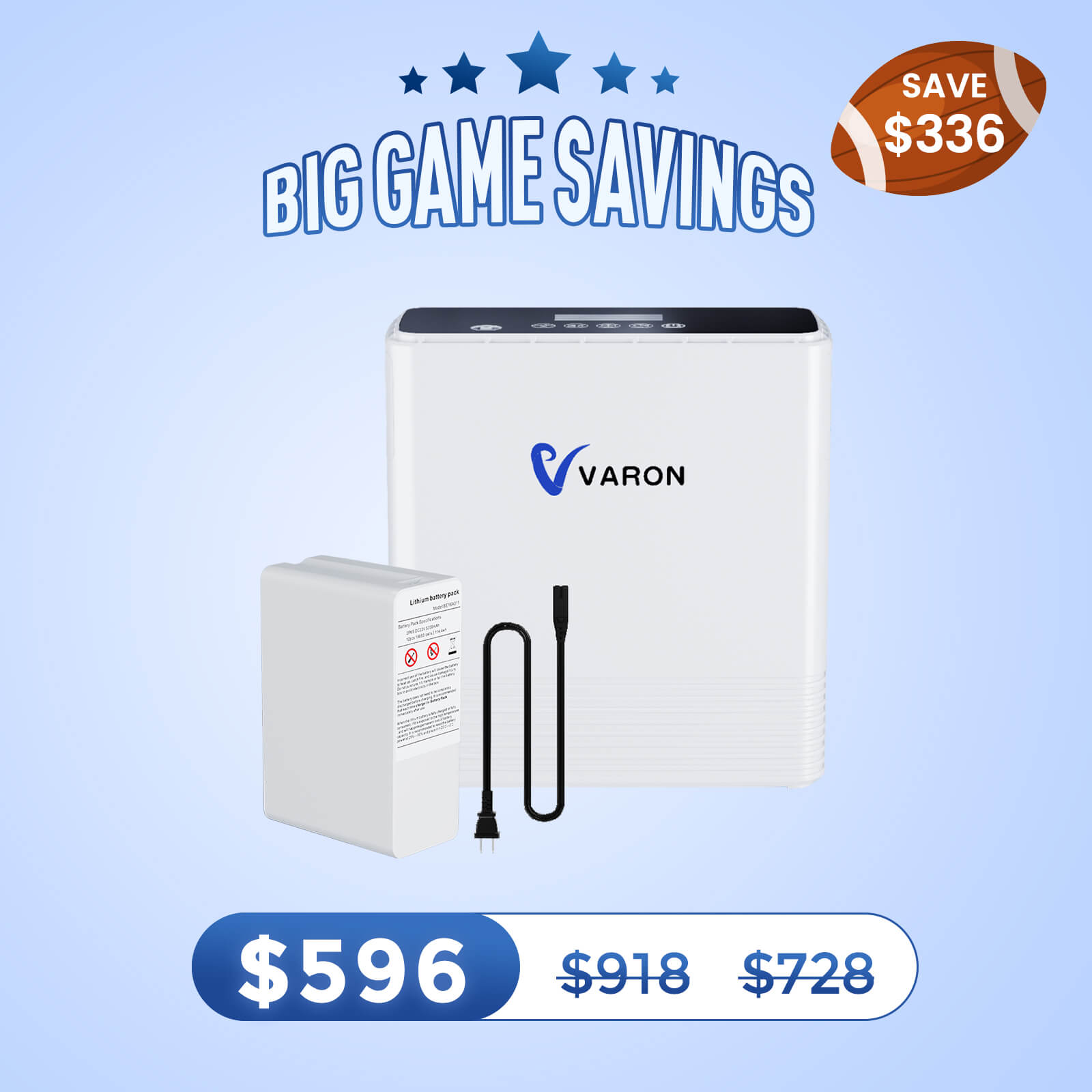 VARON Portable Oxygen Concentrator 1-6L/min NT-06+One Battery Bundle