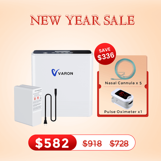 VARON Portable Oxygen Concentrator 1-6L/min NT-06+One Battery Bundle