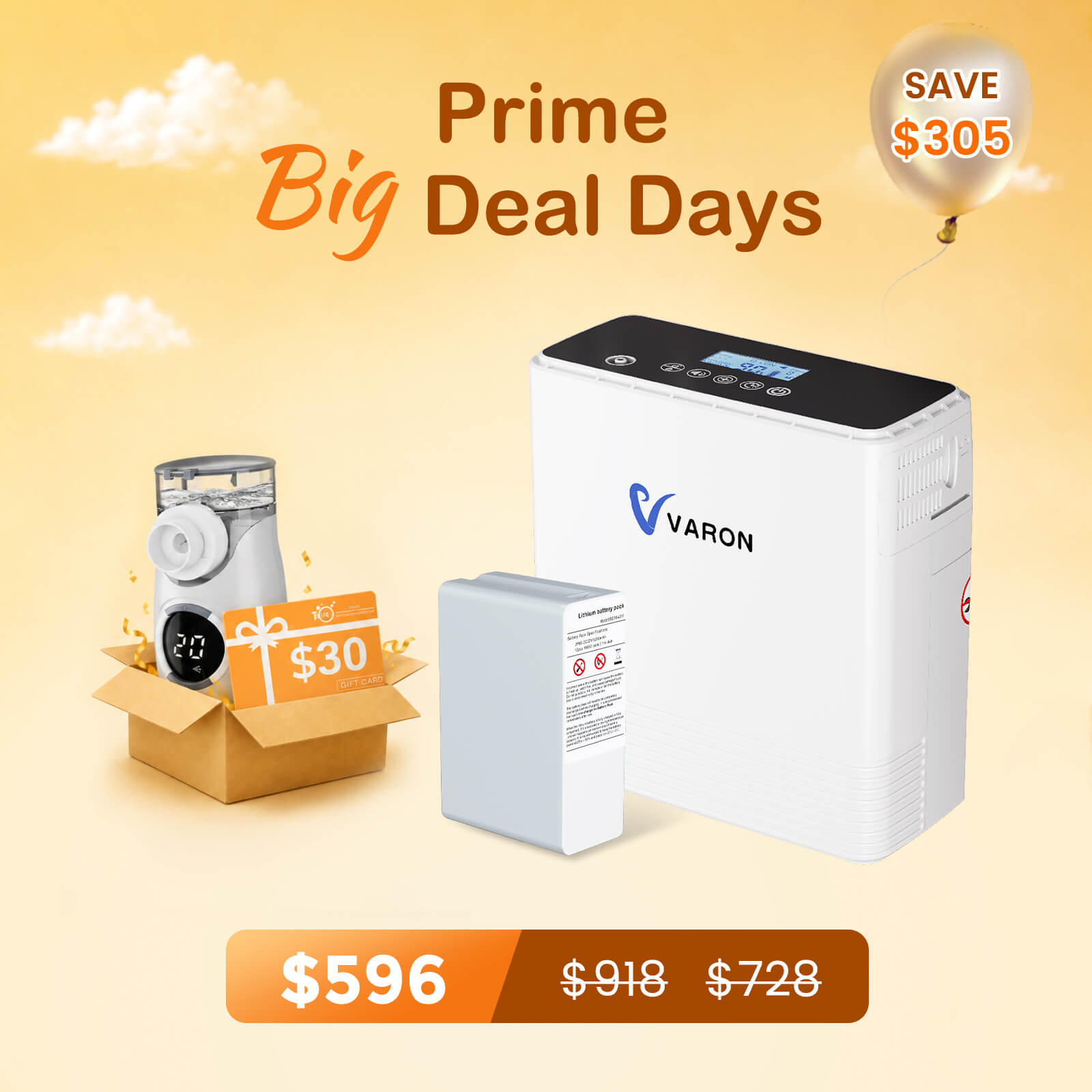 VARON Portable Oxygen Concentrator 1-6L/min NT-06+One Battery Bundle