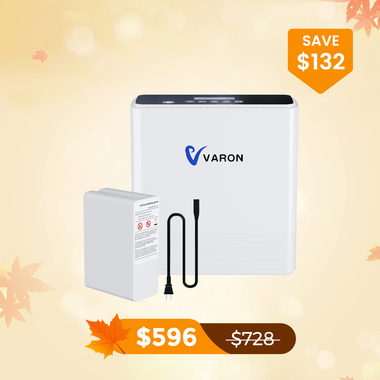 VARON Portable Oxygen Concentrator 1-6L/min NT-06+One Battery Bundle