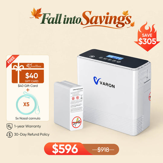 VARON Portable Oxygen Concentrator 1-6L/min NT-06+One Battery Bundle
