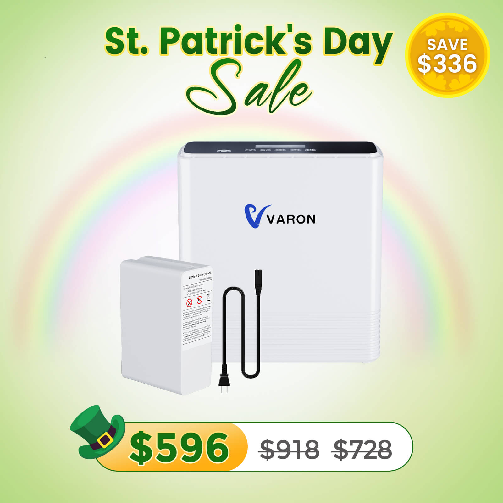 VARON Portable Oxygen Concentrator 1-6L/min NT-06+One Battery Bundle