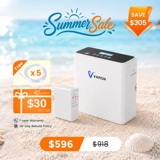 VARON Portable Oxygen Concentrator 1-6L/min NT-06+One Battery Bundle