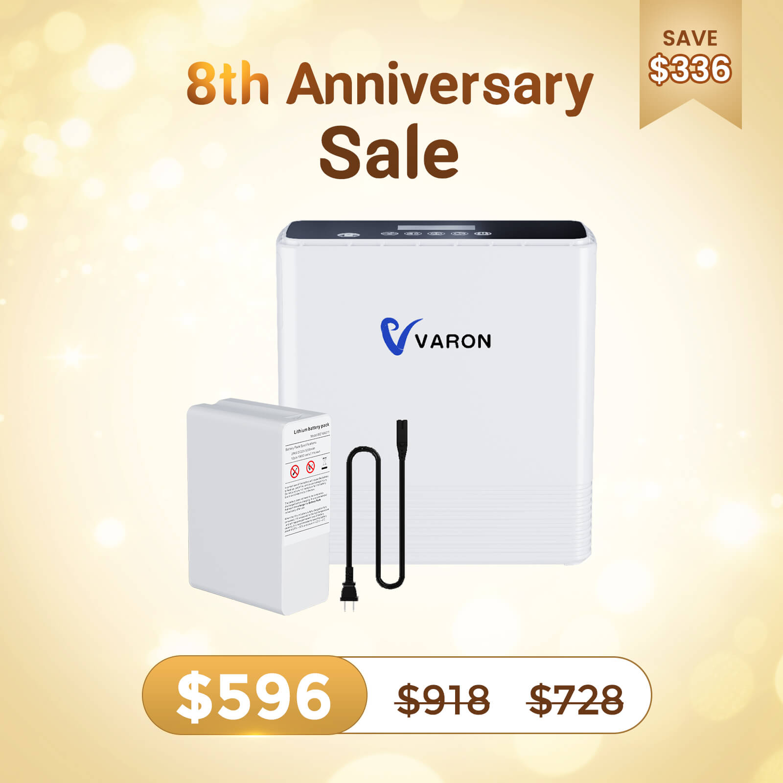 VARON Portable Oxygen Concentrator 1-6L/min NT-06+One Battery Bundle