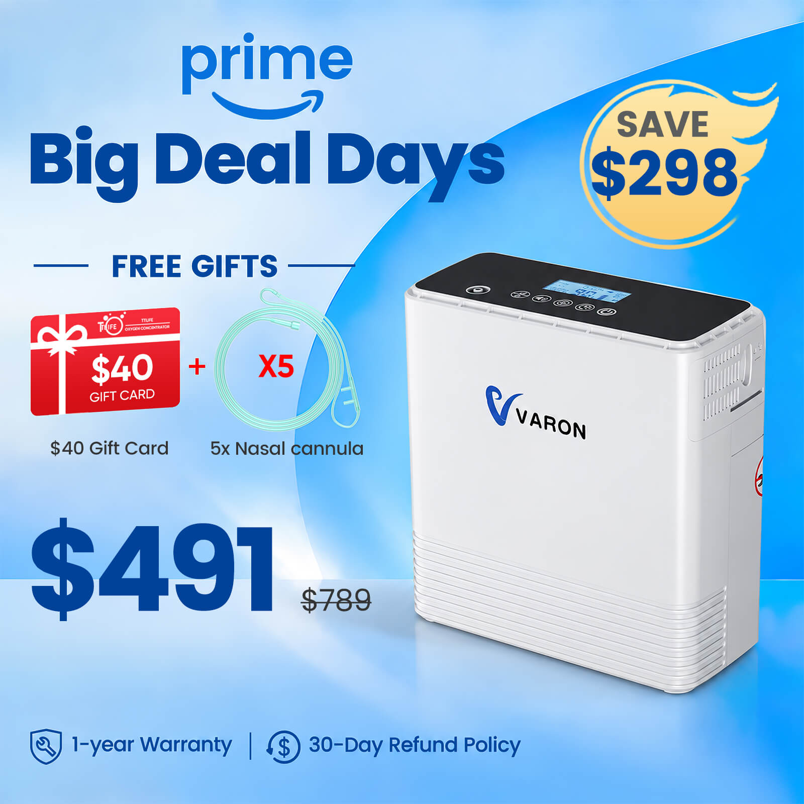 プラノアシュランYouthly Care Varon NT-06 Portable Oxygen Concentrator | 1.6L Continuous Flow
