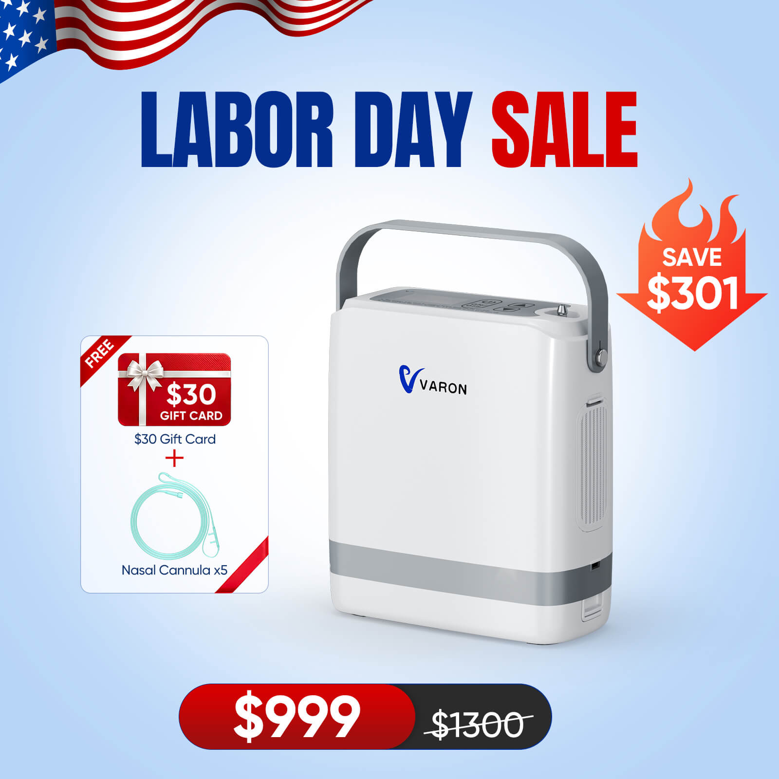 VARON Portable Oxygen Concentrator 1-8 L/min NT-08G