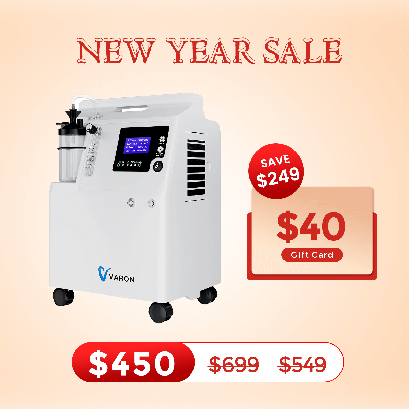 VARON FDA Approved 5L Home Oxygen Concentrator Serene 5