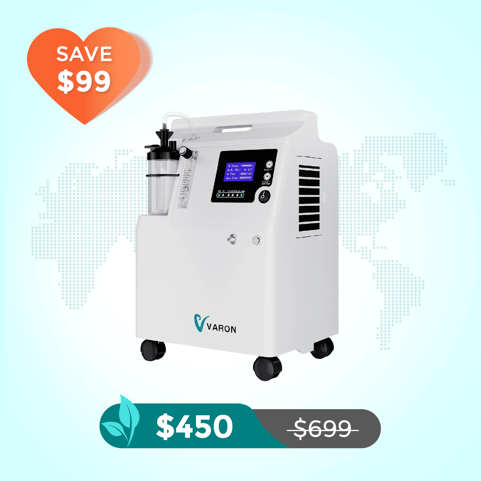 VARON FDA Approved 5L Home Oxygen Concentrator Serene 5