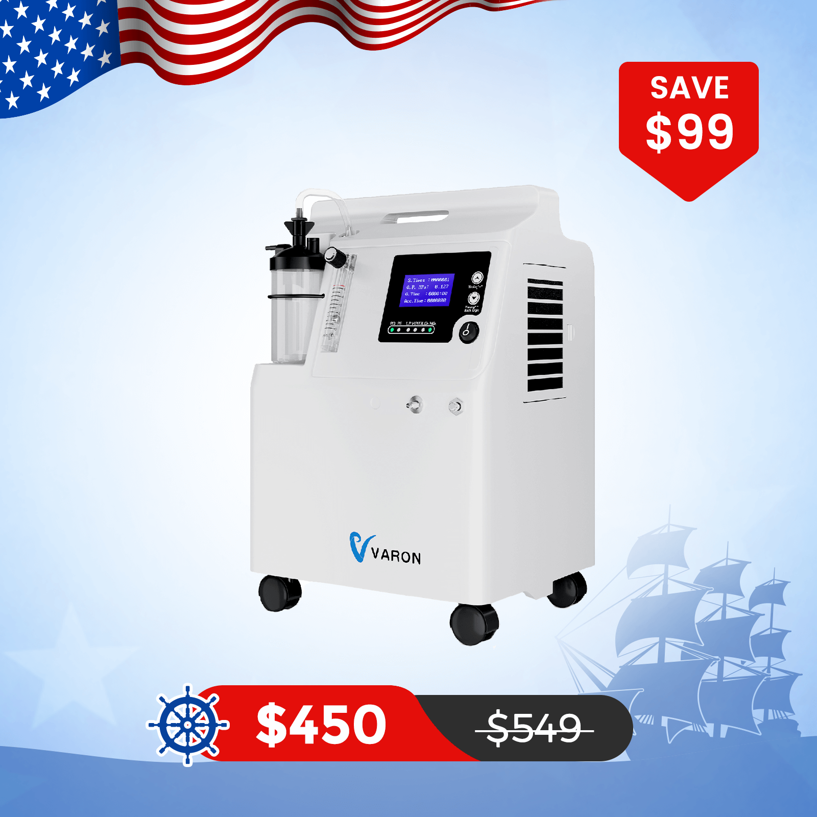 VARON FDA Approved 5L Home Oxygen Concentrator Serene 5