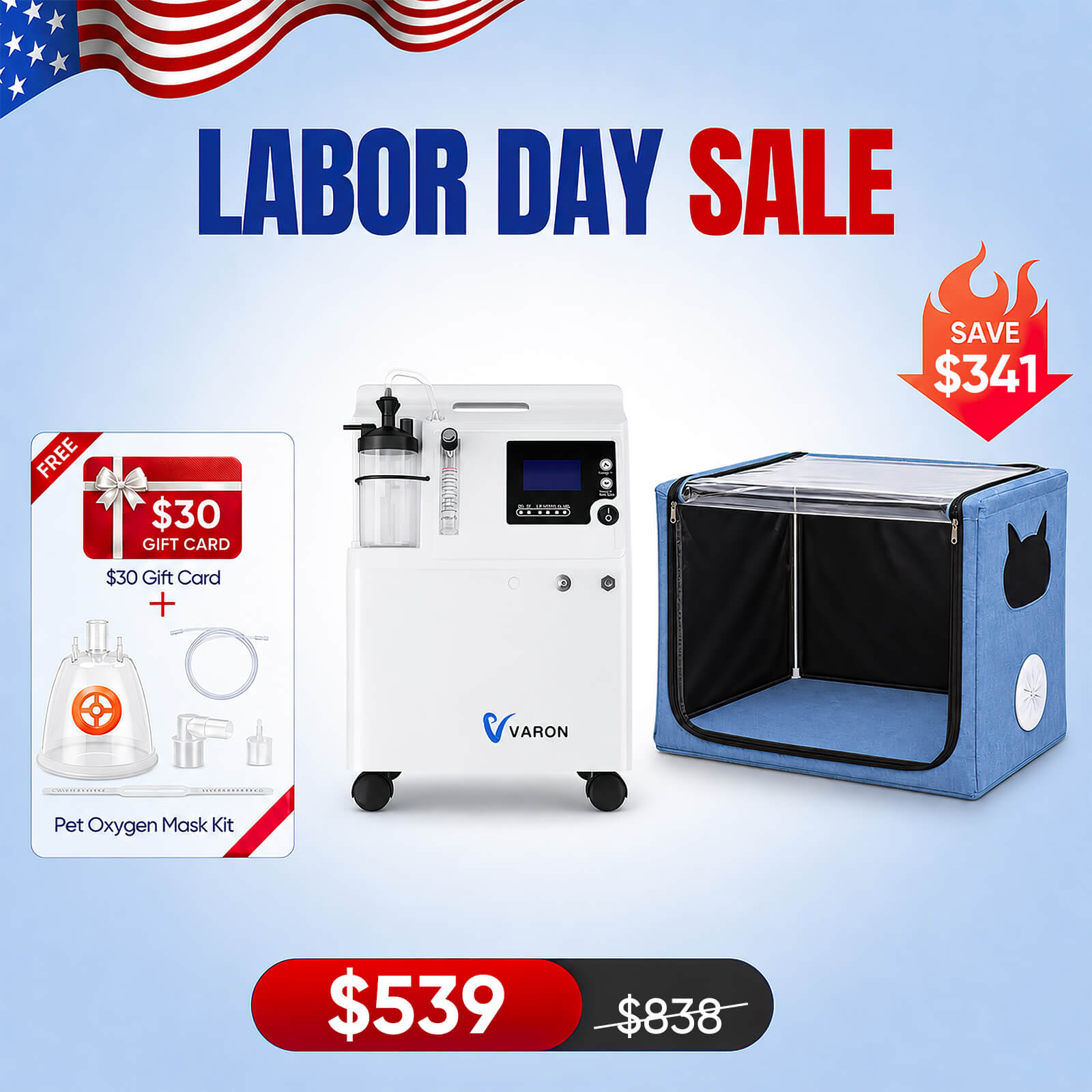 Extended Oxygen Therapy Bundle for Small Pets with Continuous Oxygen Support