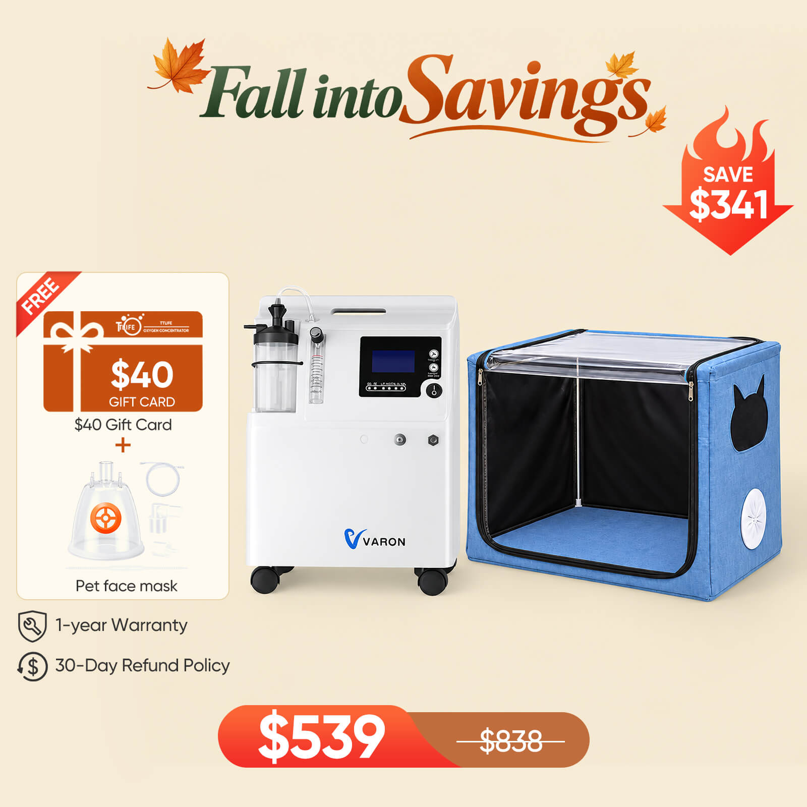 Extended Oxygen Therapy Bundle for Small Pets with Continuous Oxygen Support