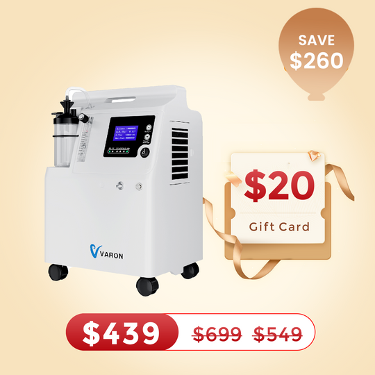 Varon 5L Oxygen Concentrator FDA Approved Continuous Flow Home Oxygen Concentrator Serene 5 with 2-in-1 Nebulization and 24H/7D Operation