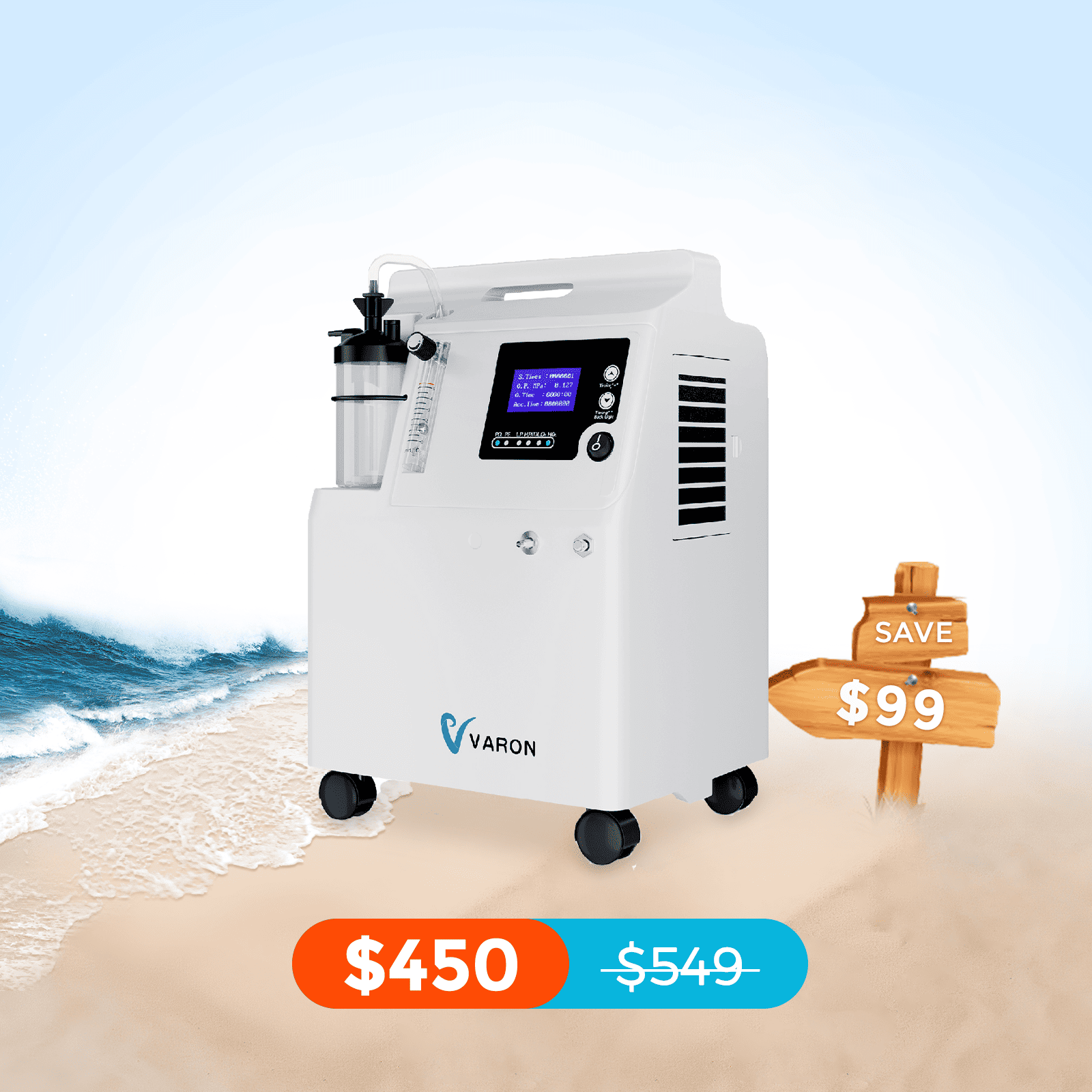 VARON FDA Approved 5L Home Oxygen Concentrator Serene 5