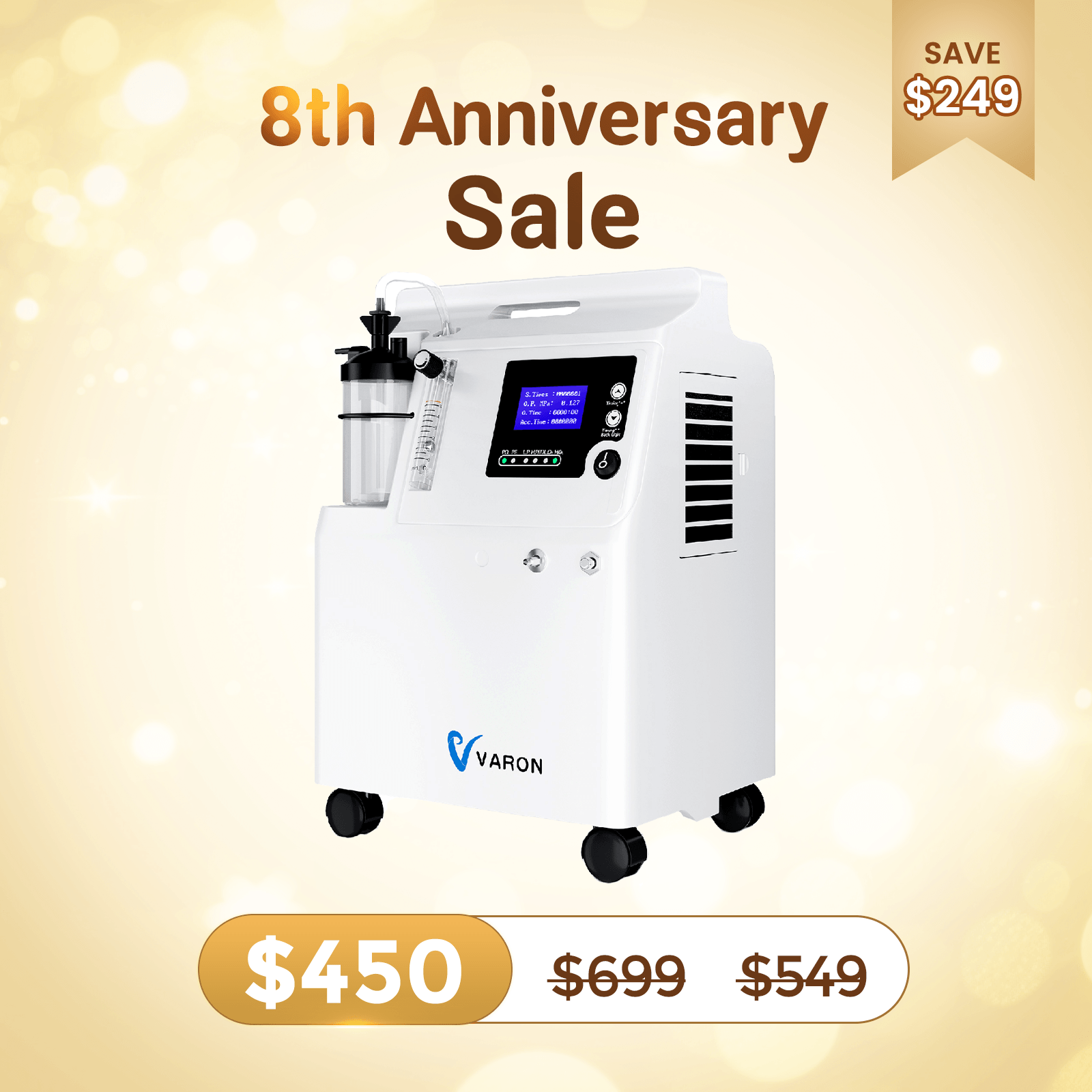 VARON FDA Approved 5L Home Oxygen Concentrator Serene 5