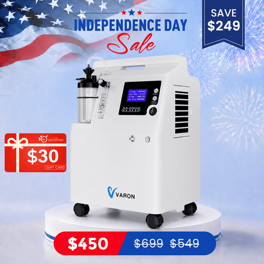 Varon 5L Oxygen Concentrator FDA Approved Continuous Flow Home Oxygen Concentrator Serene 5 with 2-in-1 Nebulization and 24H/7D Operation