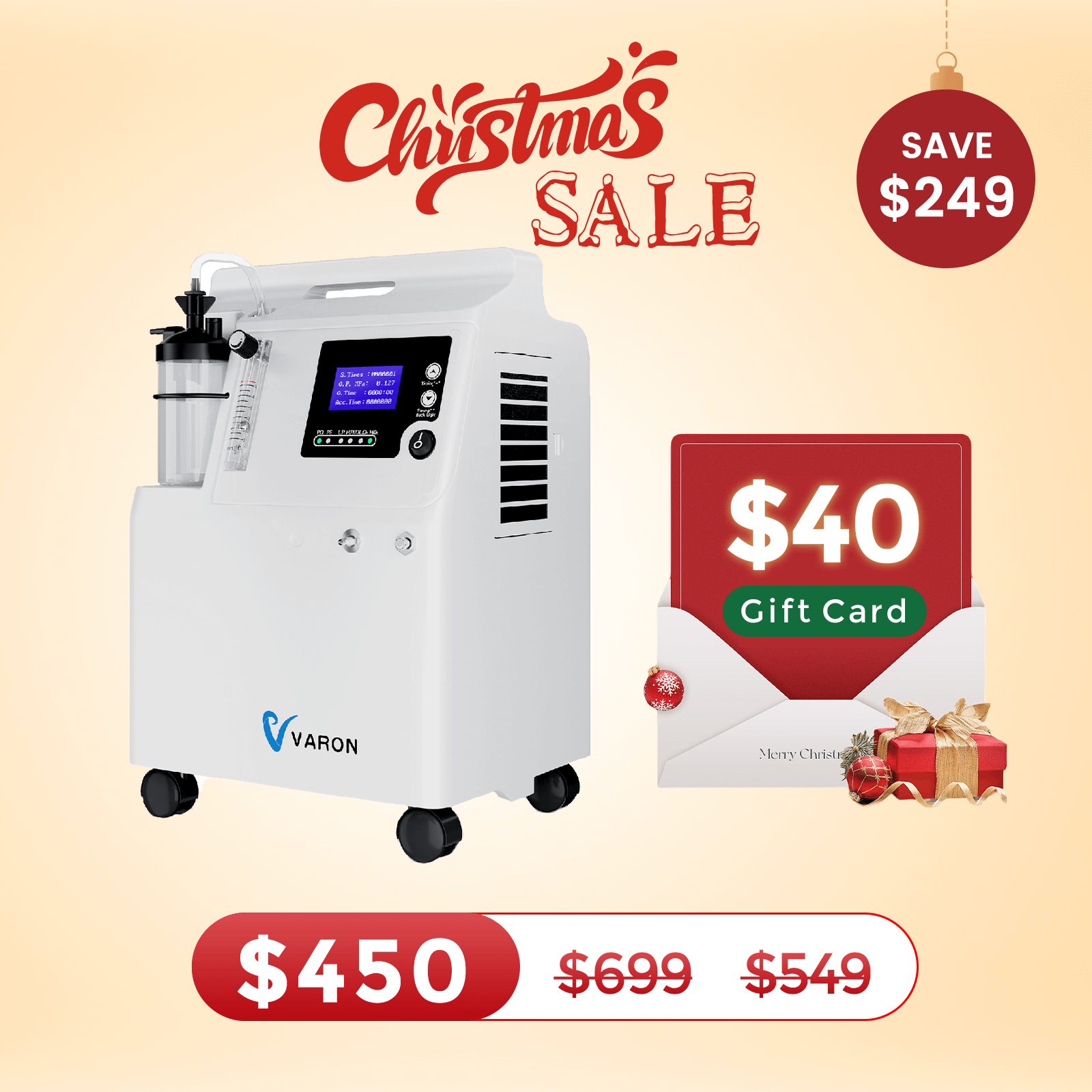 VARON FDA Approved 5L Home Oxygen Concentrator Serene 5