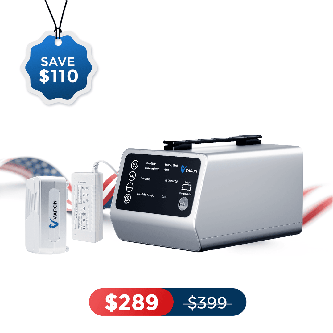VARON In-Car Portable Oxygen Concentrator for High Altitudes and Travel VT-1 + Free Battery & Adapter