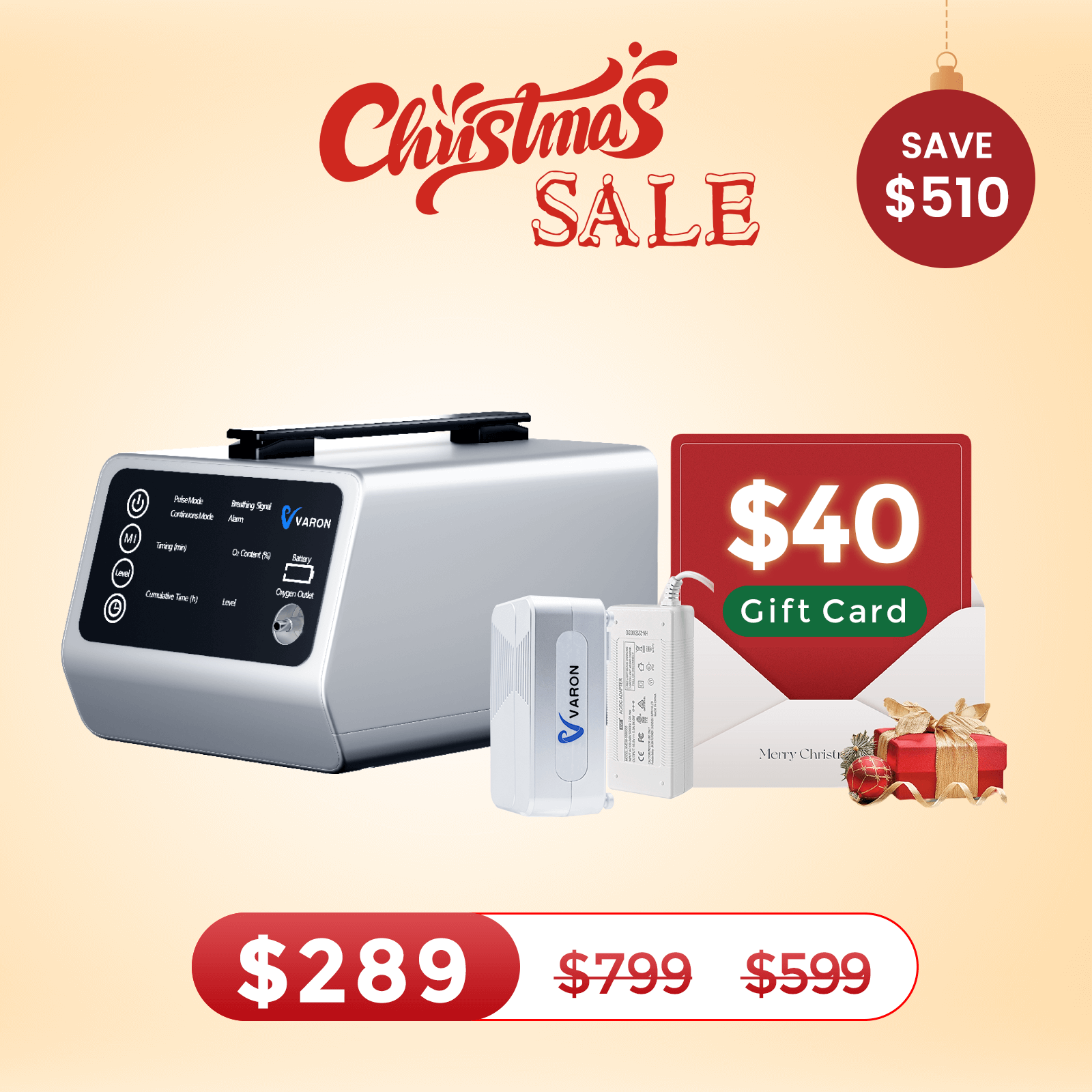 VARON In-Car Portable Oxygen Concentrator for Travel VT-1 + Free Battery & Adapter