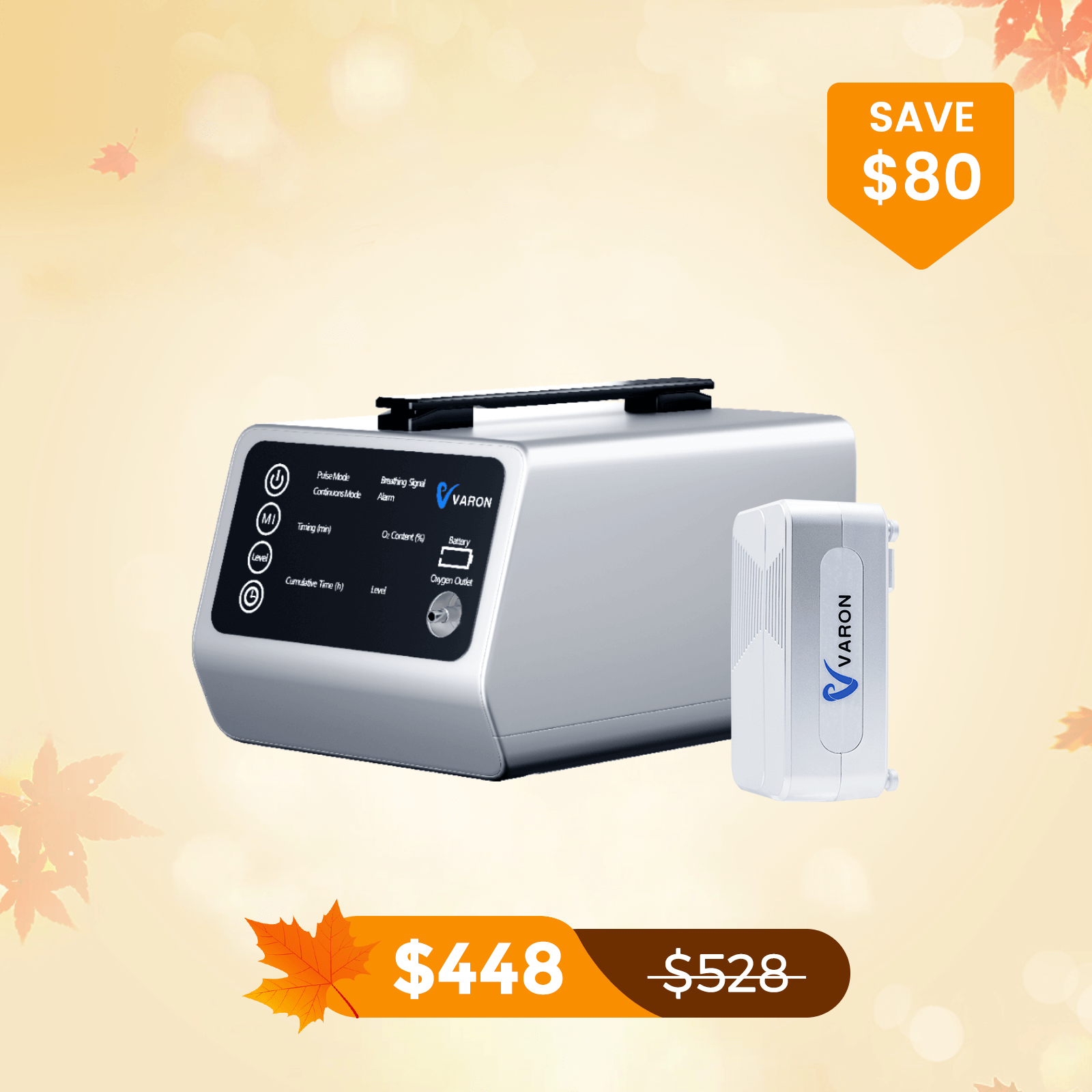 NEW ARRIVAL VARON Portable Oxygen Concentrator VT-1 for High Altitudes and Travel+ One 8 Cell Battery