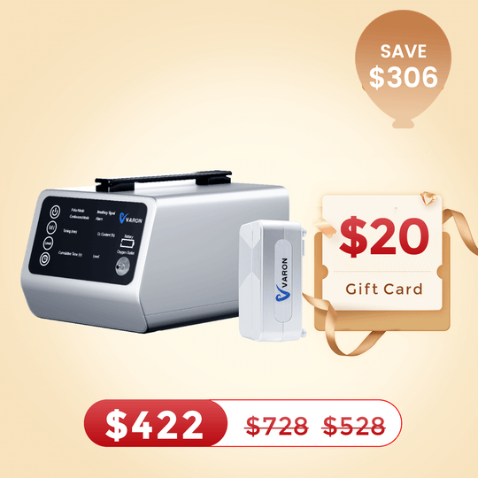 NEW ARRIVAL VARON Portable Oxygen Concentrator VT-1 for High Altitudes and Travel+ One 8 Cell Battery