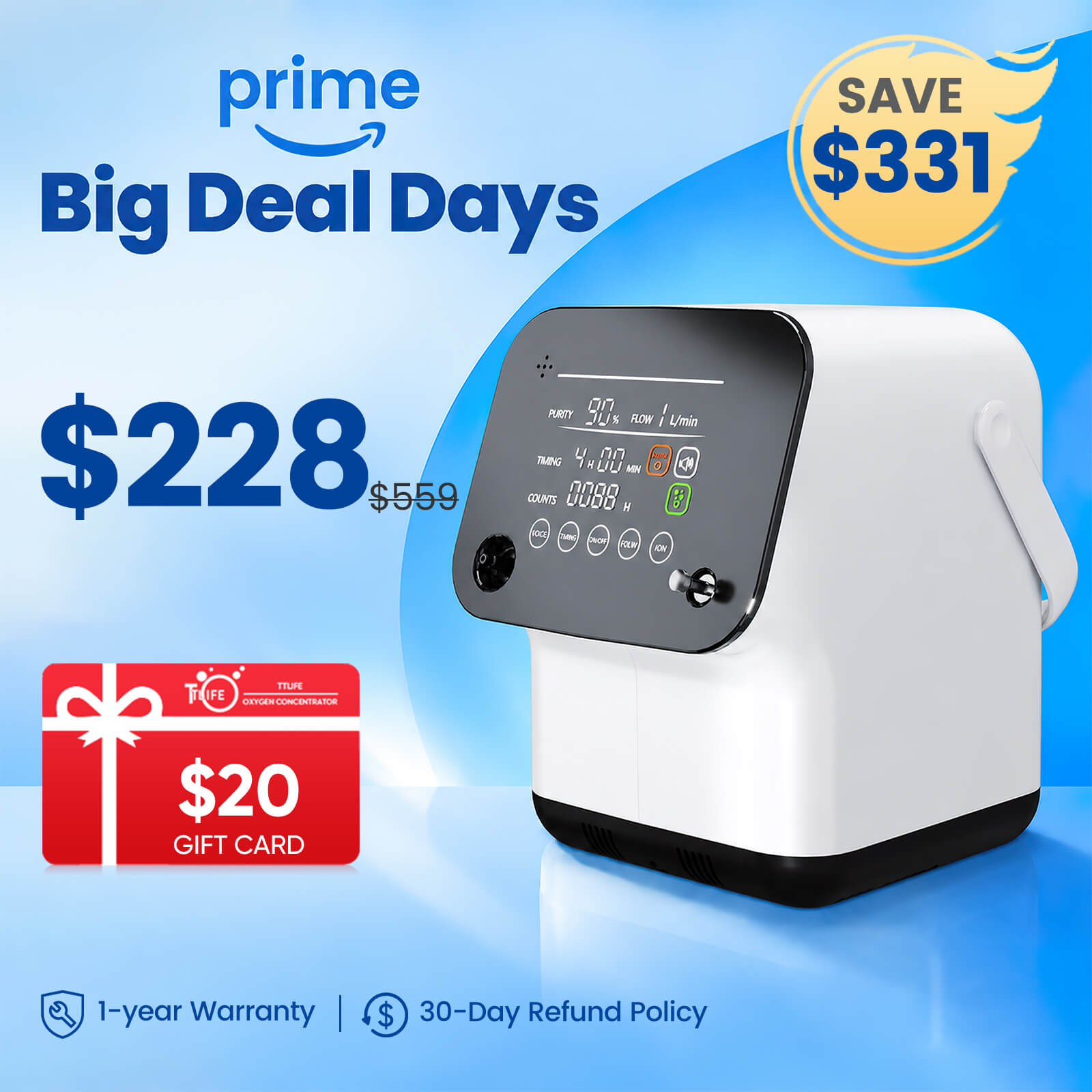 Super Quiet ZY1SW Home Oxygen Concentrator | 1–7L Continuous Flow