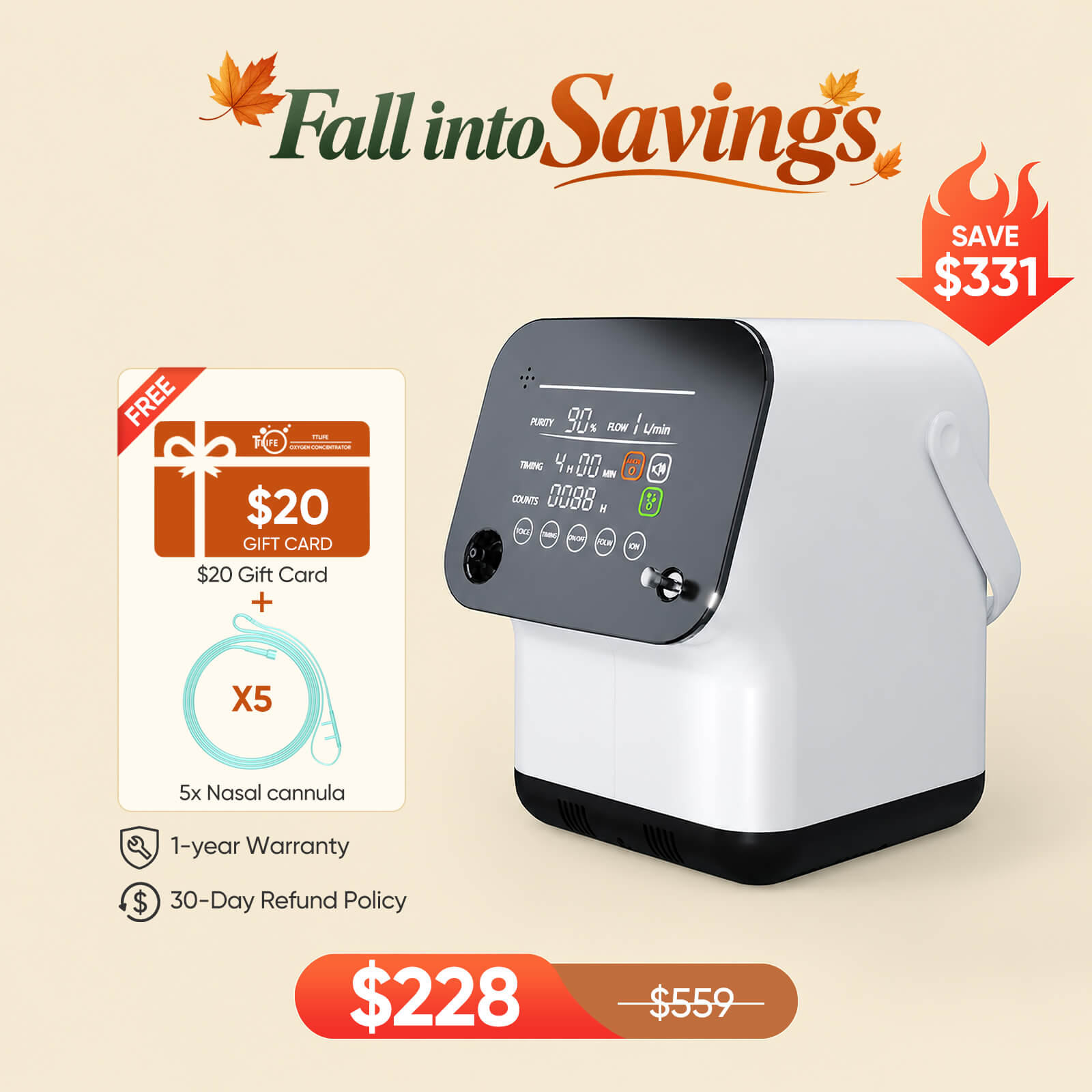 Super Quiet ZY1SW Home Oxygen Concentrator | 1–7L Continuous Flow