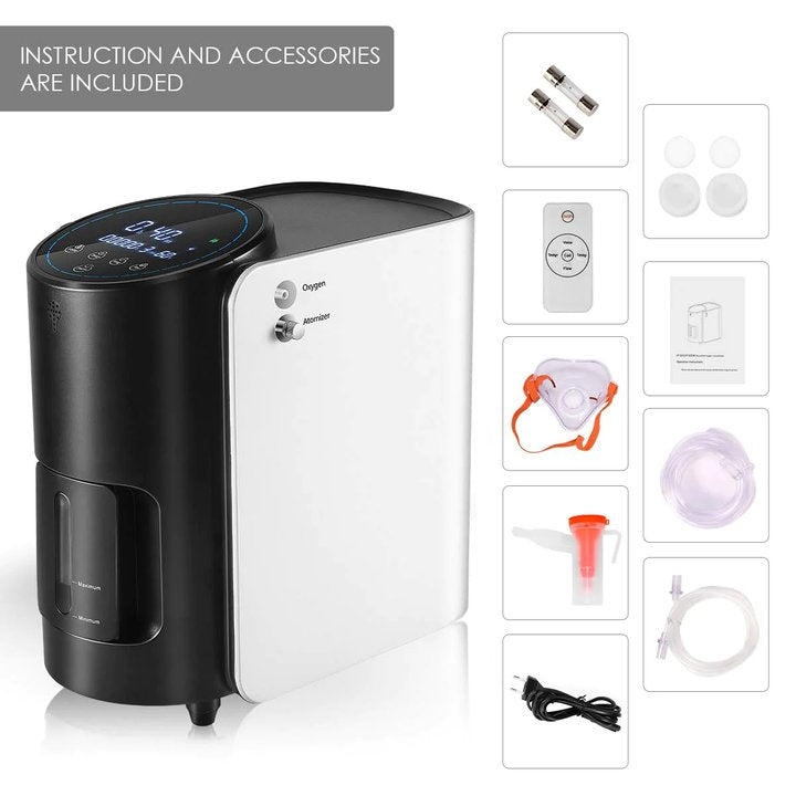 1-7L/min Adjustable Oxygen Concentrator for Home 101W+1pc Filter Sponge